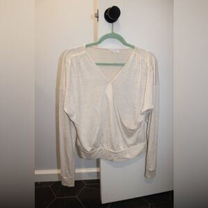 Gap Softspun Wrap Front Top XS Marled V-Neck Long Sleeve